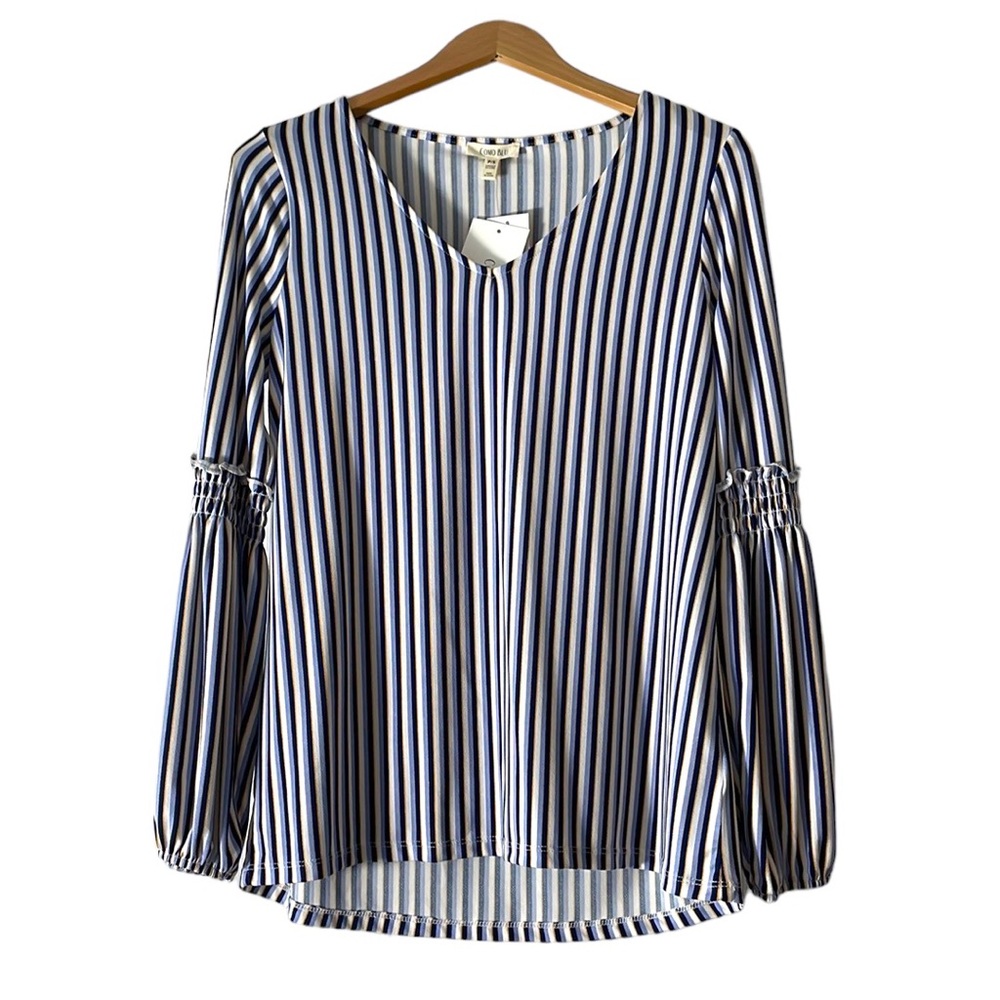 Como Blu Striped Blouse NWT